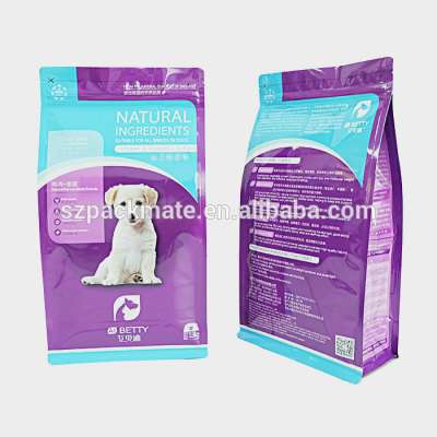 Healthy 4 side heat seal bag with handle for food,aluminium foil 4 side seal with gusset product,high quality pet food bag