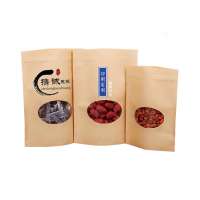 resealable ziplock custom logo printed kraft paper bag with clear oval window