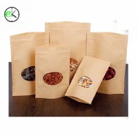 Customized shape window stand up zipper bags kraft paper zipper pouches