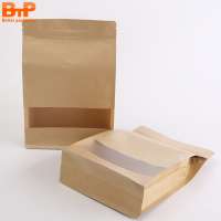 Food grade ziplock stand up kraft paper bag for food with clear window